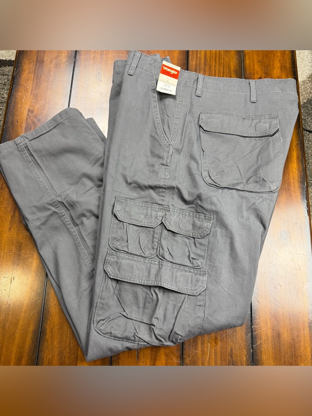 Wrangler 42x32 Men's Charcoal Cargo Pants with Multiple Pockets